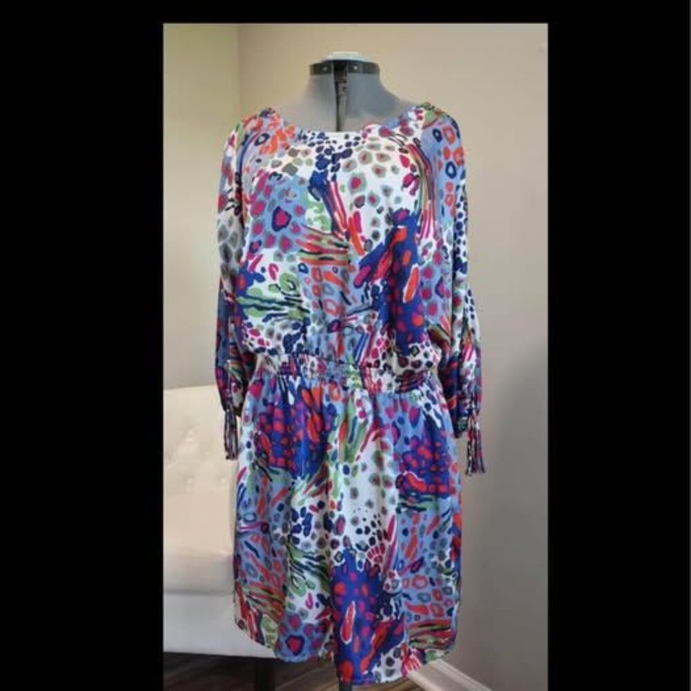 1X Dress Umgee 3/4 Sleeve Cold Shoulder Sleeves Tunic silky material C7303